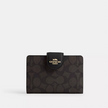 COACH Medium Corner Zip Wallet In Signature Canvas - Gold/Walnut/Black image