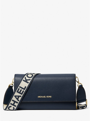Michael Kors Jet Set Large Leather Crossbody Bag - Navy image 3