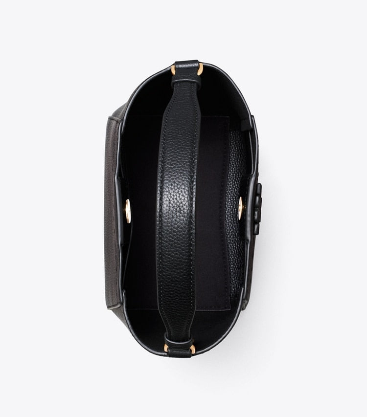 TORY BURCH Mcgraw Textured Small Bucket Bag - Black image 2
