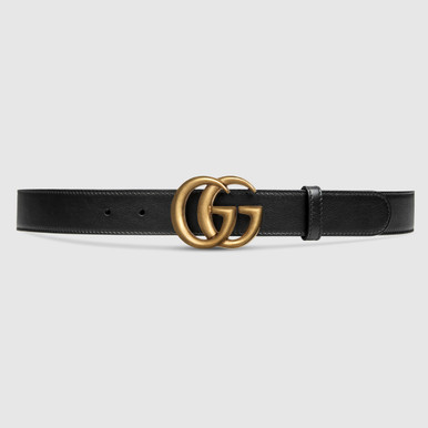 GUCCI GG Marmont Thin Belt - Gold Black image 0
