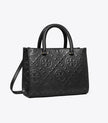 TORY BURCH T MONOGRAM TOP-HANDLE EMBOSSED TOTE - BLACK image 4