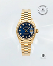 [Store Display] ROLEX Datejust Blue Diamond Full Gold President Bracelet 26 mm