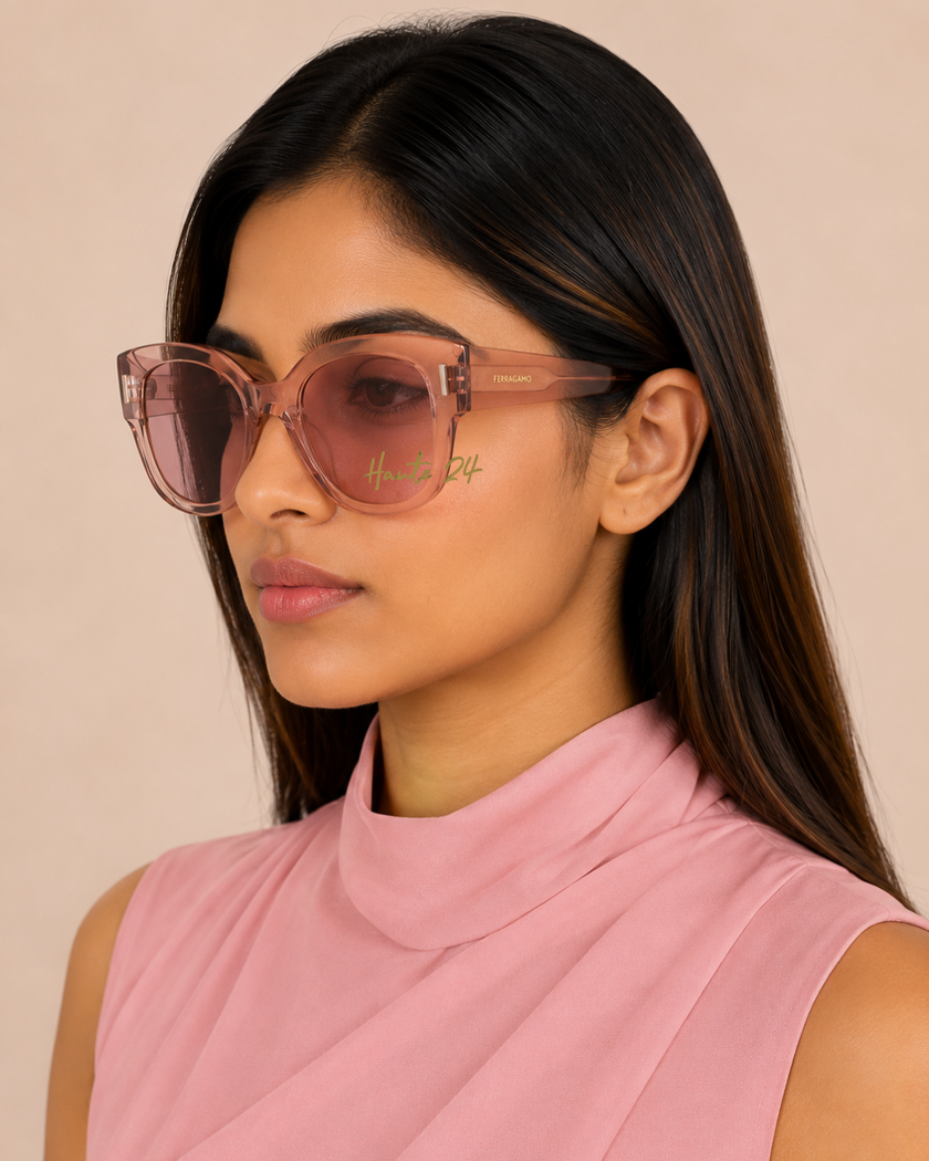 FERRAGAMO Pink Oval Ladies Sunglasses