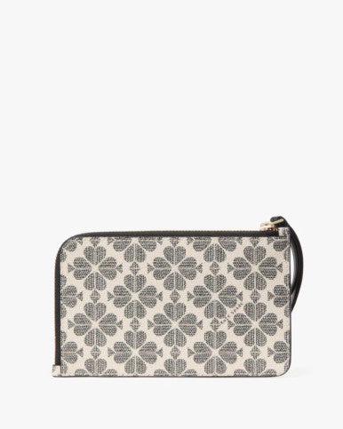 [AT DELHI] Kate Spade Lucy Spade Flower Small L-Zip Wristlet - Black Multi image 2