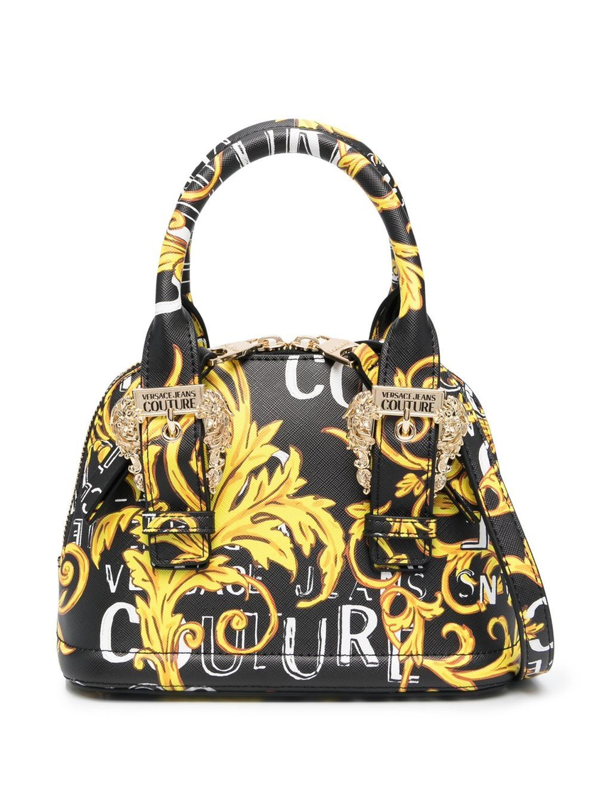 VERSACE JEANS COUTURE Barocco-print Faux Leather Mini Tote (Arriving In Delhi ) - Black Multicolour image