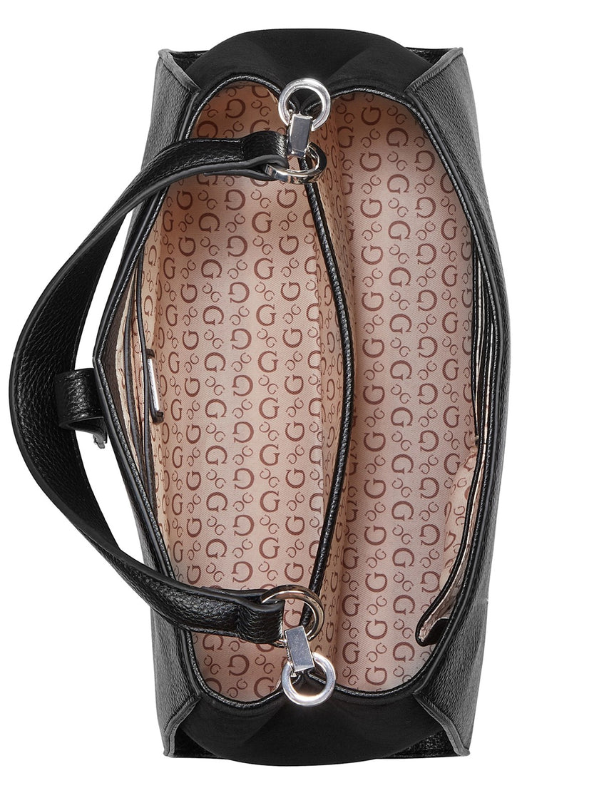Guess Rudie Embossed Logo Satchel - Black image 3