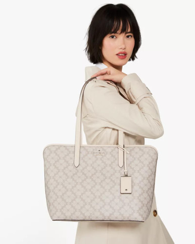 [AT DELHI] KATE SPADE Signature Spade Flower Large Tote - Dark Beige Multi image 2