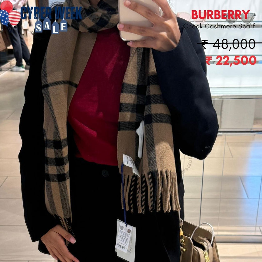BURBERRY Check Cashmere Scarf image 0