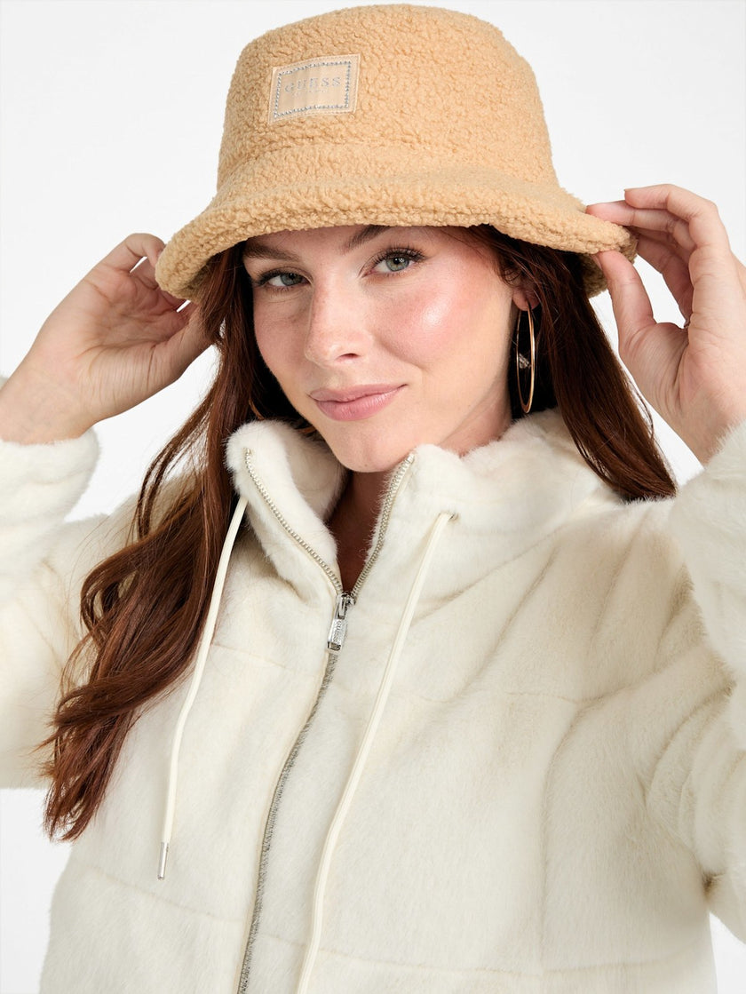 Guess Rhinestone Sherpa Bucket Hat - Neutral image 1