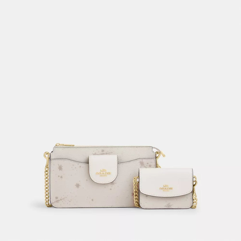 COACH Poppy Crossbody Bag With Star Print - Gold/Chalk Multi image 0