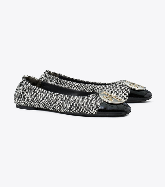 TORY BURCH Claire Cap-toe Ballet - Perfect Black / New Ivory image 0