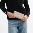 COACH Long Zip Around Wallet In Signature Canvas With Floral Print -  Gold/Sand Multi image 1