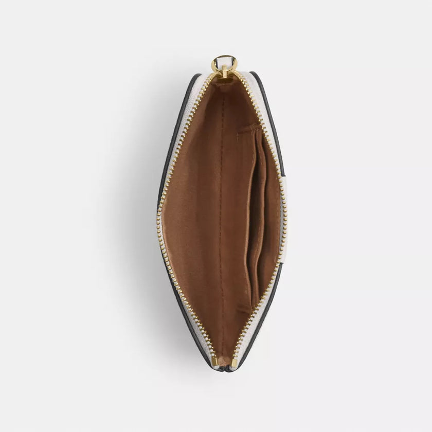 COACH Corner Zip Wristlet In Signature Canvas With Stripe - Gold/White/Chalk image 2
