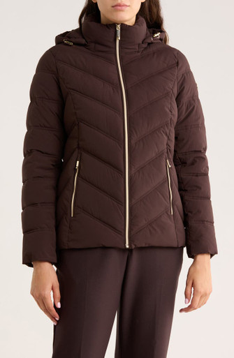 MICHAEL KORS  Water Resistant Chevron Quilted Jacket - Chocolate image 2