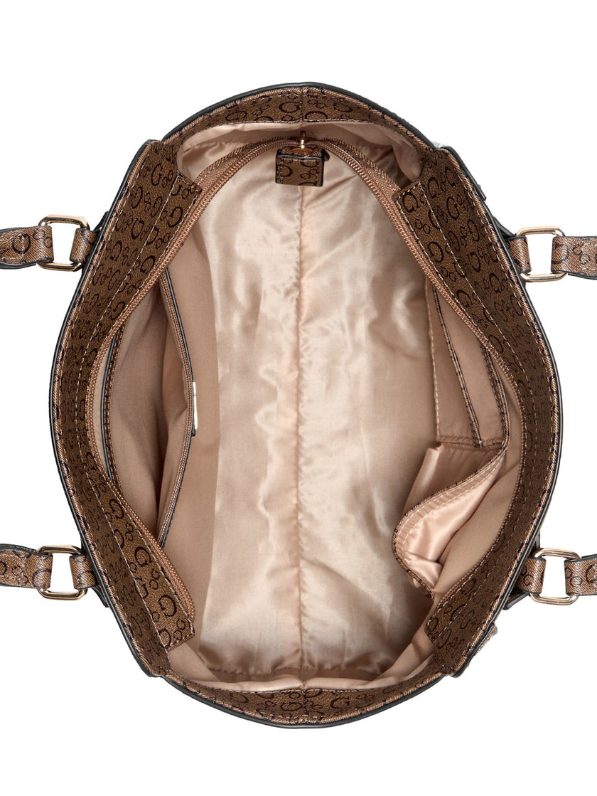 Guess Gemma Logo Satchel - Brown image 2