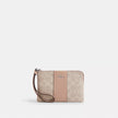 COACH Corner Zip Wristlet In Signature Canvas With Stripe - Silver/Sand/Taupe image 0