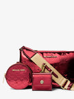 [AT DELHI] MICHAEL KORS Jet Set Small Patent Logo Debossed Crossbody Bag with Case for Apple Airpods Pro® Cherry- image 2