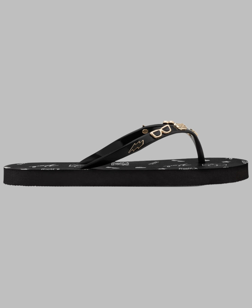 [At India] KARL LAGERFELD Zorica Patent PIN Flip Flop Sandal - Black