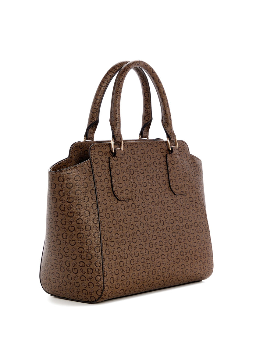 Guess Gemma Logo Satchel - Brown image 1