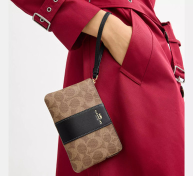 COACH Corner Zip Wristlet In Signature Canvas With Stripe image 15