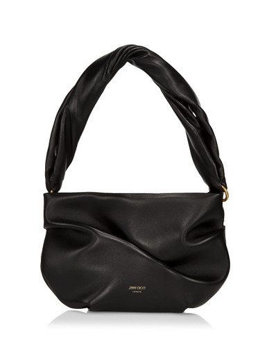 JIMMY CHOO Bonny Twisted Leather Shoulder Bag - Black Light Gold image 3