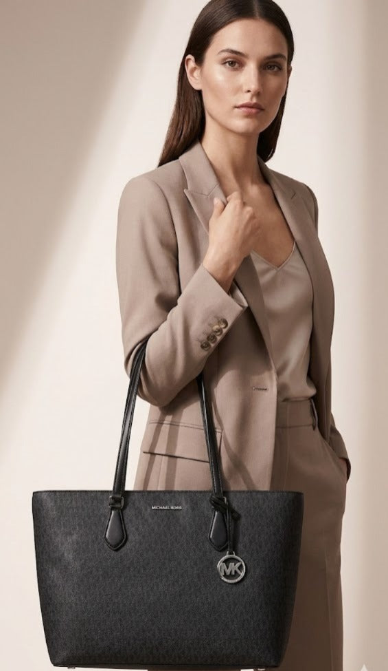 MICHAEL KORS  Sheila Large Signature Logo Tote Bag - Black image 0
