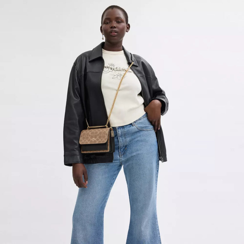 COACH Mini Klare Crossbody Bag In Signature Canvas - Gold/Tan/Black image 1