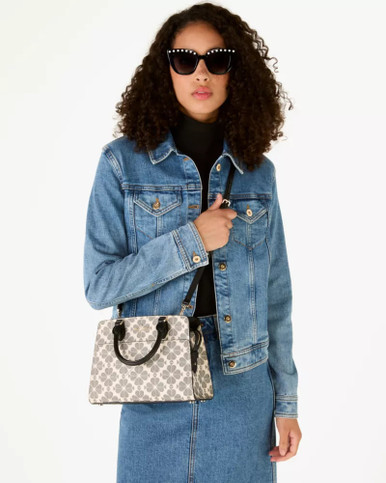 KATE SPADE  Signature Spade Flower Small Satchel - Black Multi ( Arriving In Delhi ) image 2