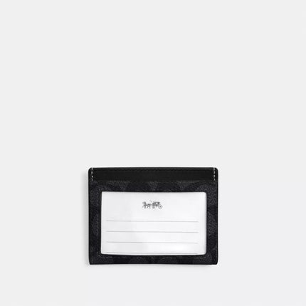 Coach Slim Id Card Case In Signature Canvas - Charcoal/Black image 1