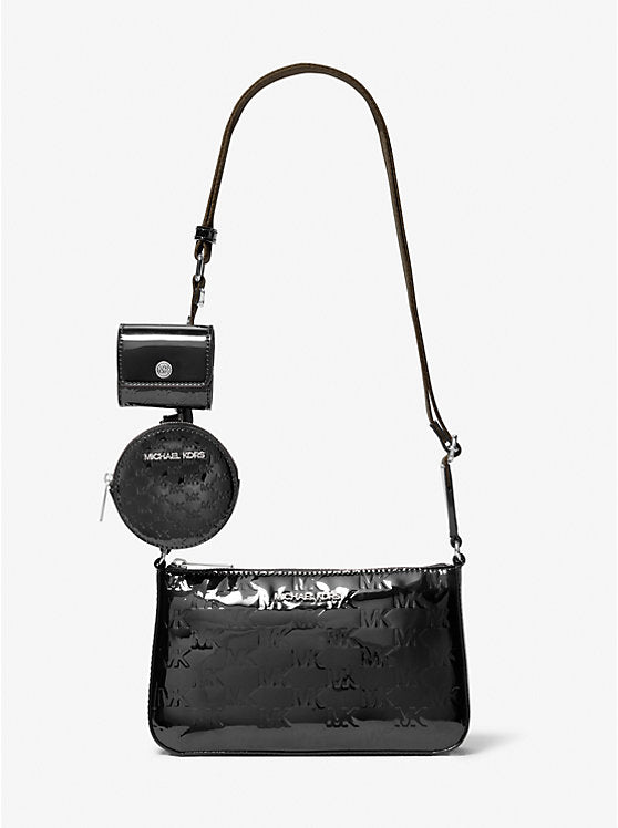[AT DELHI]MICHAEL KORS Jet Set Small Patent Logo Debossed Crossbody Bag with Case for Apple Airpods Pro® image 0