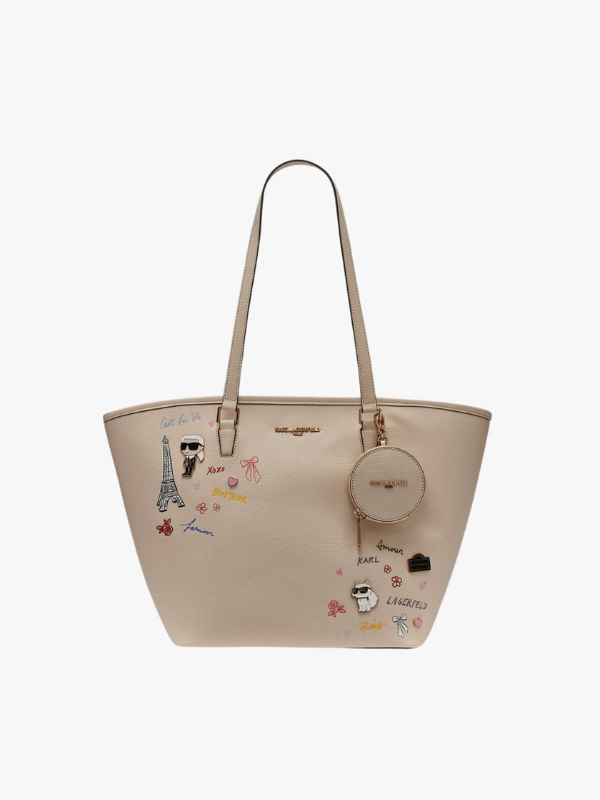KARL LAGERFELD Adele Tote With Karl Art - Beige image 0