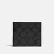 COACH Billfold Wallet In Signature  Canvas - Gunmetal/Charcoal/Black image 2
