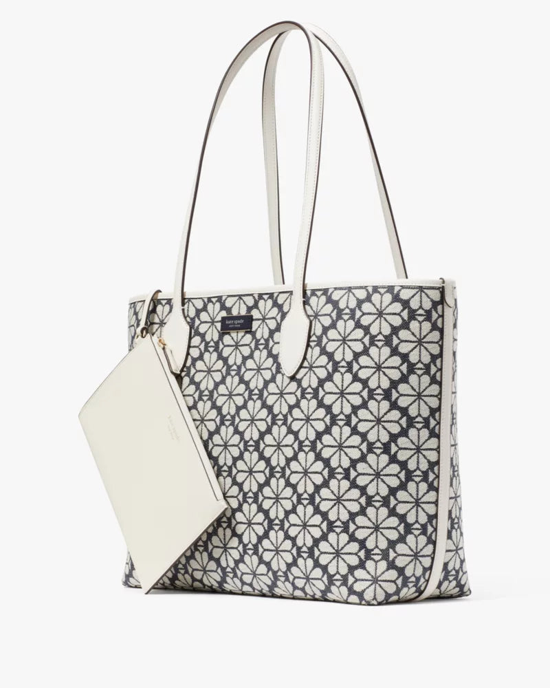 KATE SPADE Spade Flower Jacquard Bleecker Large Tote - Charcoal Grey Multi image 3