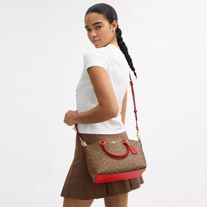 COACH Sadie Satchel Bag In Signature Canvas image 3