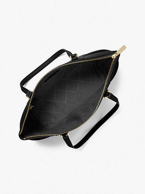 MICHAEL KORS  Charlotte Large Saffiano Leather Top-Zip Tote Bag - Black image 2