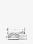 [AT DELHI] MICHAEL KORS Jet Set Medium Metallic Logo Debossed Pochette and Card Case Gift Set - Silver image 0