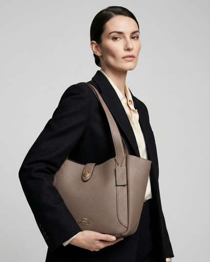 COACH Hadley Turnlock Tote Bag - Gold/Dark Stone image 0