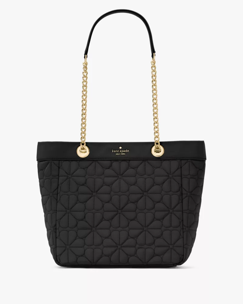 KATE SPADE Spade Flower Quilted Fabric Medium Tote - Black image