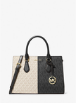 MICHAEL KORS Sheila Medium Two-Tone Metallic Signature Logo Satchel image 2