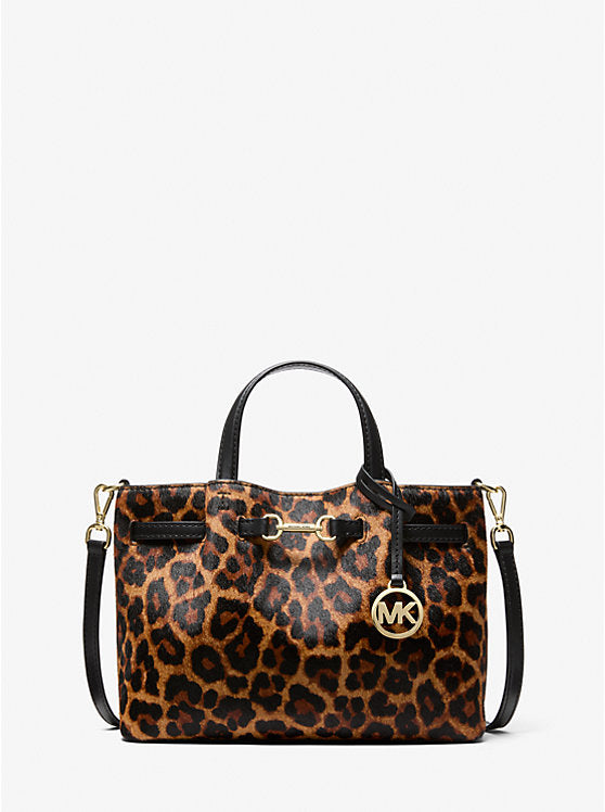 MICHAEL KORS Carson Small Leopard Print Calf Hair Satchel - Butterscotch (Arriving In Delhi) image 0