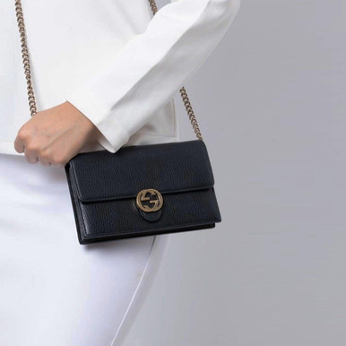 GUCCI Interlocking g Wallet On Chain - Black image 0