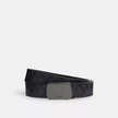 COACH Plaque Buckle Cut To Size Reversible Belt, 38 Mm Gunmetal/Charcoal/Black image 2