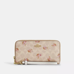 COACH Long Zip Around Wallet In Signature Canvas With Floral Print -  Gold/Sand Multi image 2