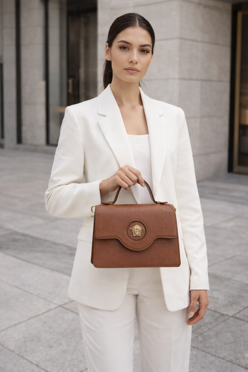 VERSACE La Medusa Top Handle Bag Brown image 0