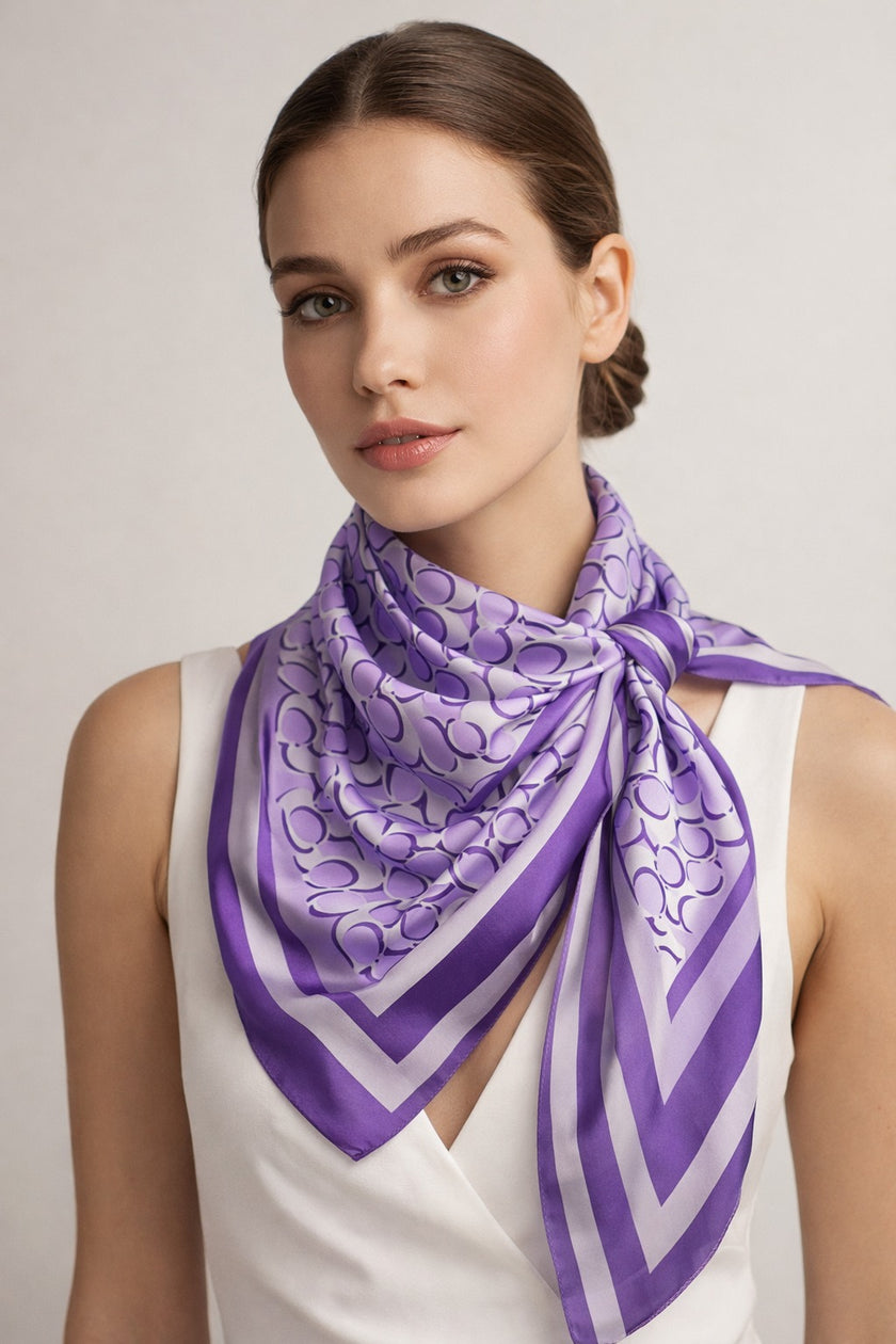 COACH Signature Silk Scarf in Light Violet (@Delhi Studio) image 0