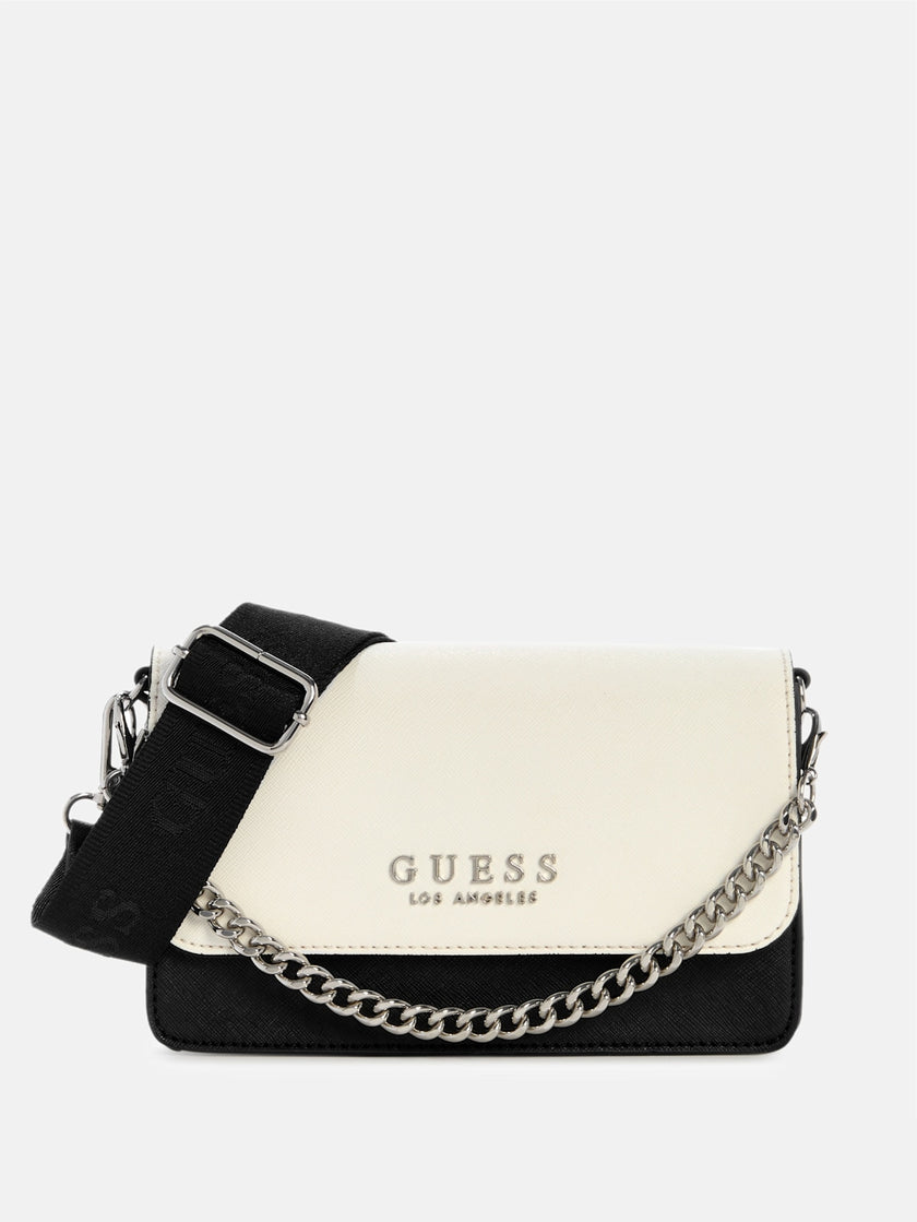 Guess Indira Color-Block Fold-Over Mini Crossbody - Black/White image 0