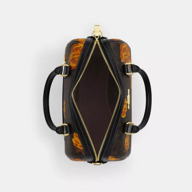 COACH Rowan Satchel Bag In Signature Canvas With Floral Print - Walnut/Black Multi image 3