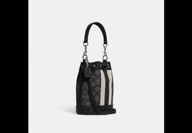COACH mini dempsey bucket bag in signature jacquard with stripe and Patch image 7