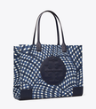 TORY BURCH Ella Printed Tote - Navy Warped Gingham image 2