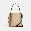 COACH Mollie Bucket Bag 22 In Signature Canvas - Gold/Khaki/Black image